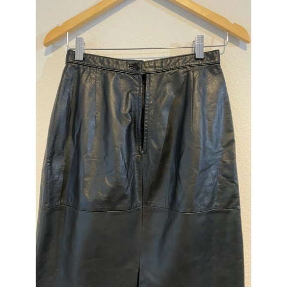 West Bay Sport Leathers Vintage 100% Leather Pencil Skirt Size 8 Black - Picture 9 of 9